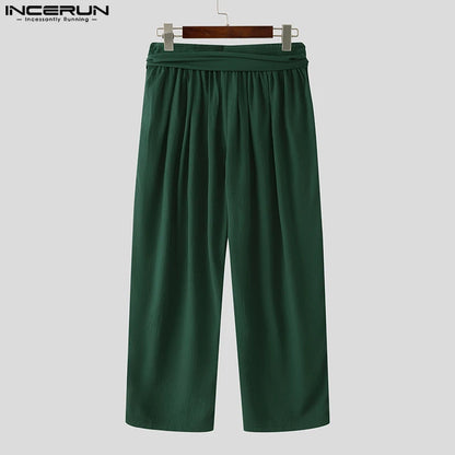 Fashion INCERUN Summer Spring Men Casual Pants Harem Pant Pleated Long Trousers Streetwear Oversize Men's Clothing S-5XL