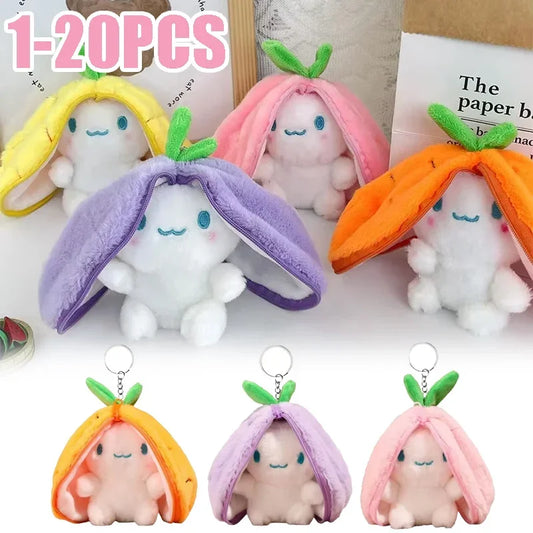Creative Doll New Design Toys Cute Fruit Mini Bag Key Chains Light Pendant Soft Rabbit Car Plush Keychain Easter Gifts
