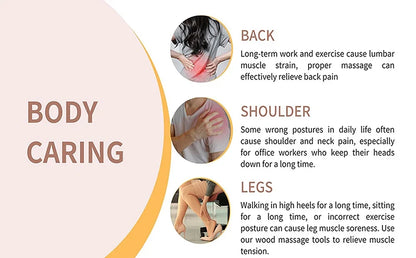 Curved Wood Therapy Massage Tool Massage Roller Lymphatic Drainage Massager Handheld for Release Cellulite Relieve Muscle Stress