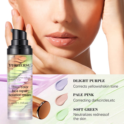 Three color press release cream concealer isolate makeup facial base brightening cream
