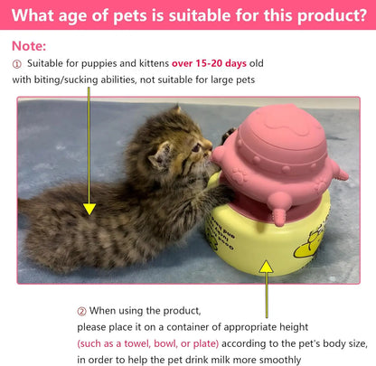 Newborn Puppy and Kitten Feeder, Milk Feeding Bowl – 4-Nipple Design for Easy Nursing of Small Pets