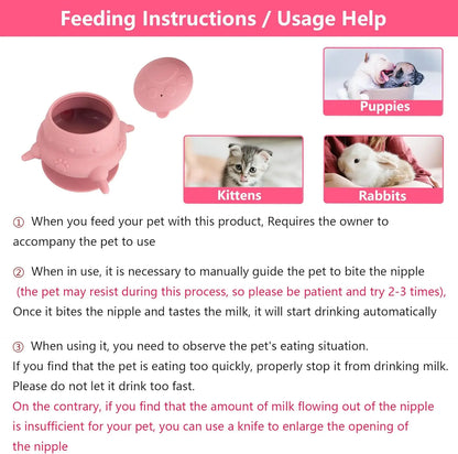 Newborn Puppy and Kitten Feeder, Milk Feeding Bowl – 4-Nipple Design for Easy Nursing of Small Pets