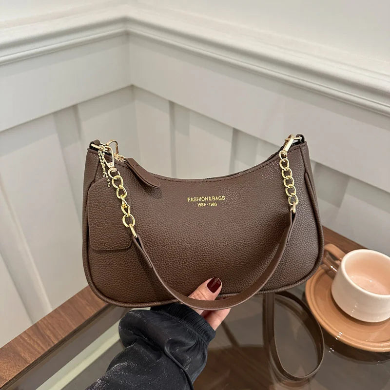 Cherry Pendant Crossbody Bag for Women PU Leather Crescent Bag Adjustable Strap Underarm Bag Closure Handbag for Work Travel