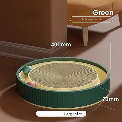 Interactive Round Cat Scratching Board with Ball Wear Resistant Corrugated Paper Multi Function Toy Cat Scratcher Accessories