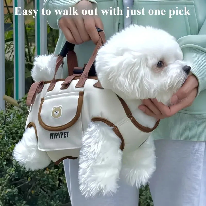 Portable multi-functional towing backpack, double-shoulder dog backpack, crossbody pet transport bag, breathable outdoor pet bag