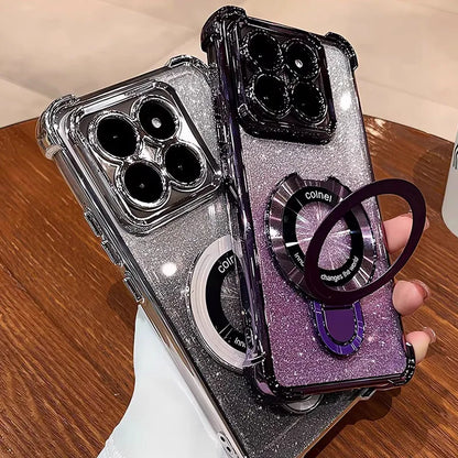 For Xiaomi 15T Pro Glitter Shockproof Magnetic Phone Case For Xiaomi 17 Pro Max 13T 14T 15T Pro 14 15 Ultra Stand Bracket Cover
