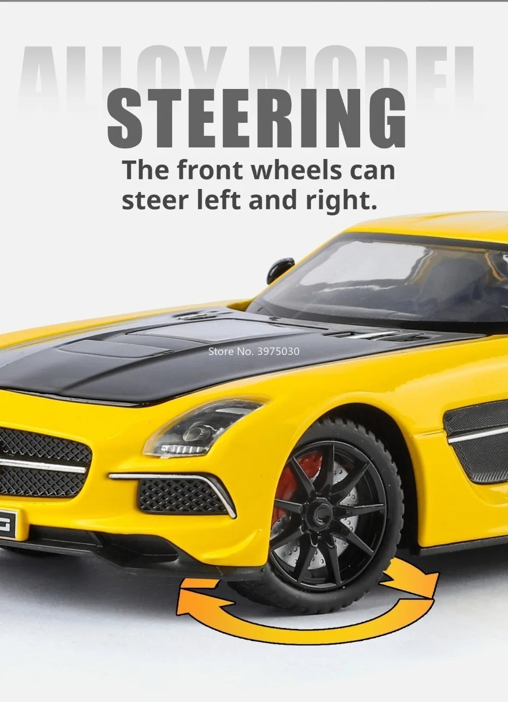 Benz SLS 1:24 Model Car Alloy Diecasting Wheel Steering Miniature Vehicles with Light Music Model Car Gifts