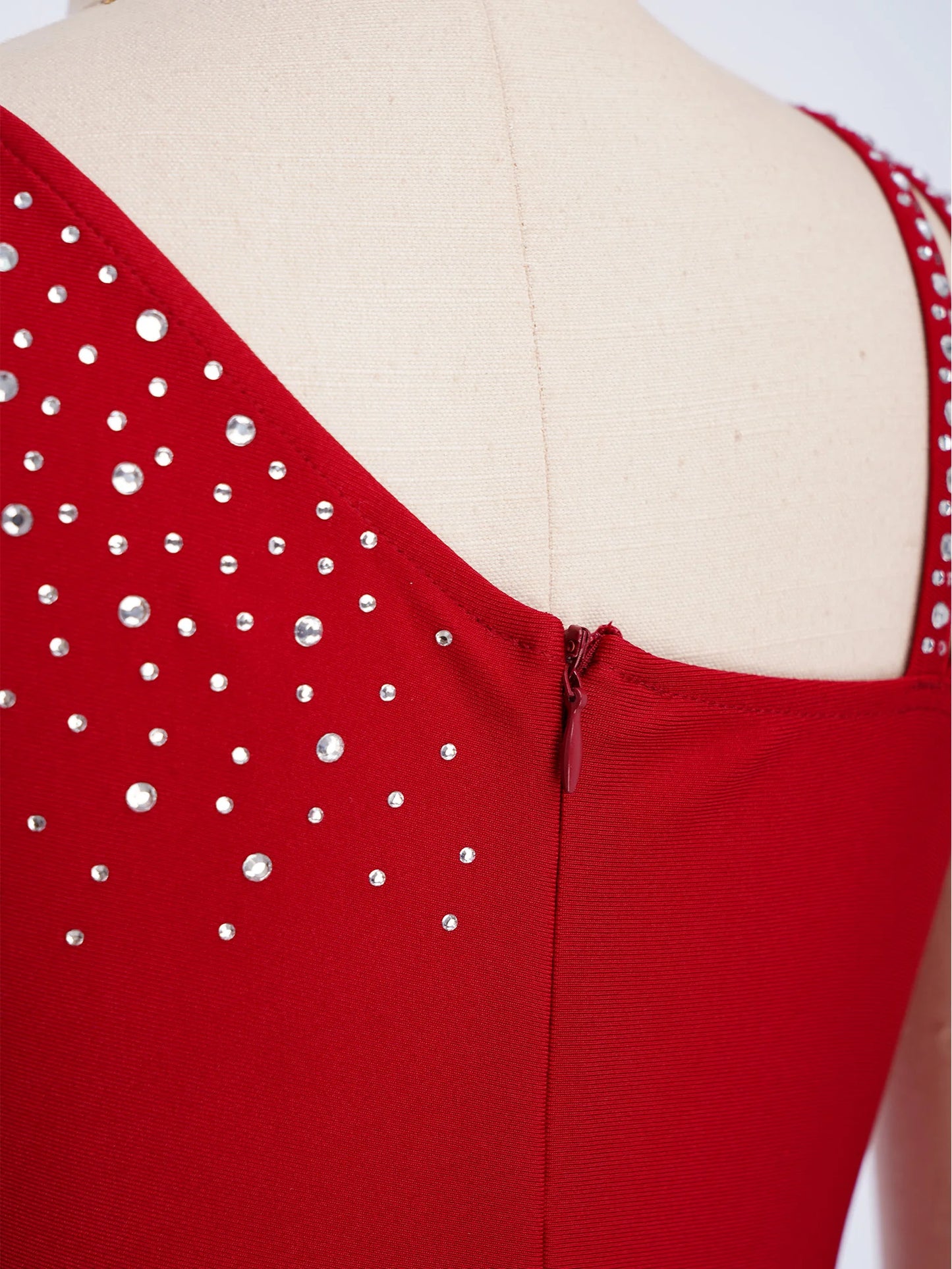 Kids Girls Ballet Dance Gymnastics Leotard Shiny Rhinestones Mesh Asymmetrical Jumpsuit for Figure Skating Acrobatic Performance