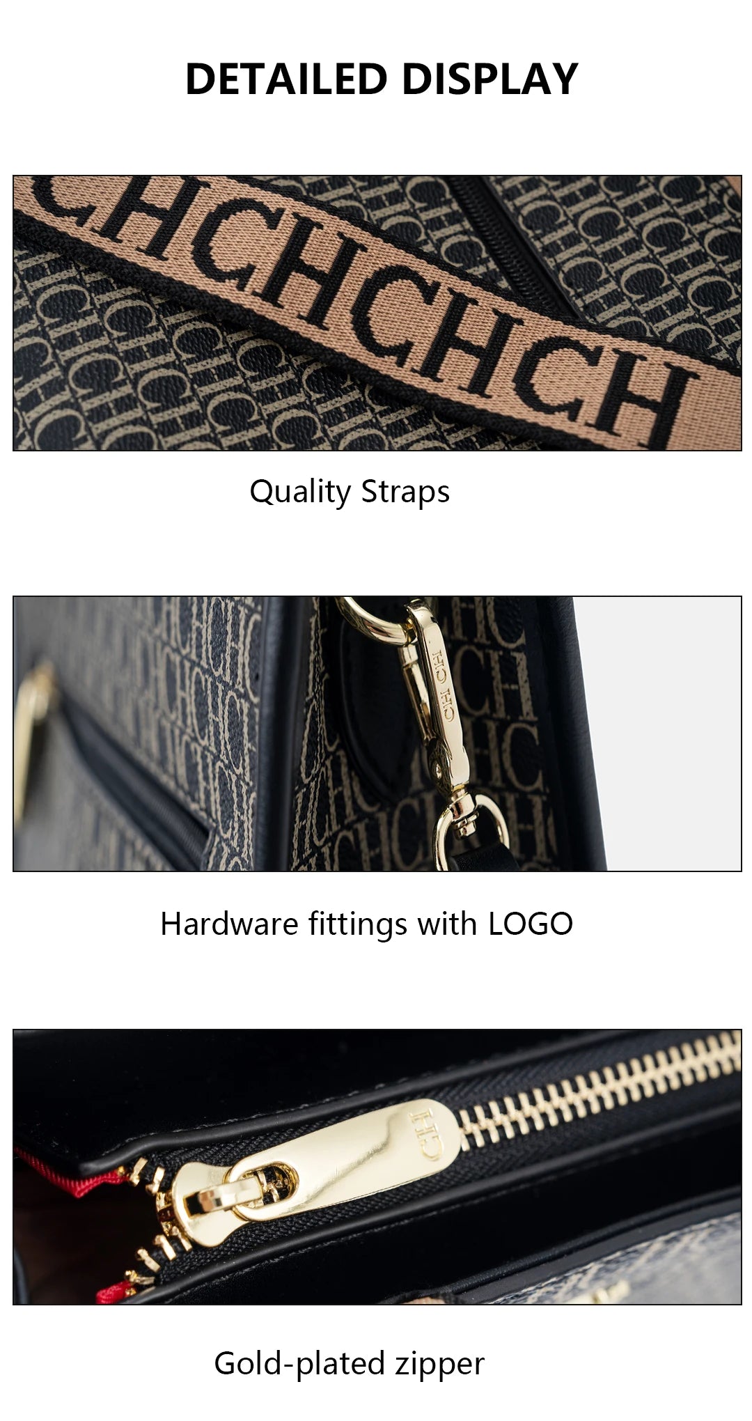 CH Fashion Monogram Print High Quality Metal Logo Casual Light Luxury Brand Designer New Women's Handbag