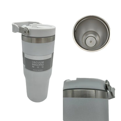 Vacuum Tumbler with Lid Stainless Steel Portable Water Bottle with Dazzling Handle Insulated Tumbler Tote Handle 20/30oZ