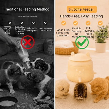 Silicone Pet Nursing Bottle Bionic Nipple Multi-Nozzle Pet Milk Feeder Anti-Slip Anti-choke Kitten Nipple Feeder Pet Feeding