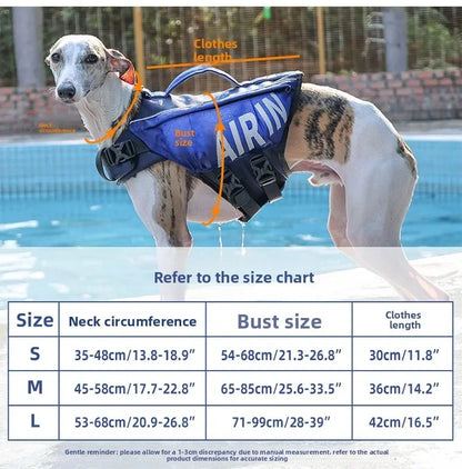 Dog Life Jacket with Airbag & Reflective Strips, Adjustable Dog Vest for Swimming Safety, Oxford Cloth, S/M/L, Red/Army/Blue