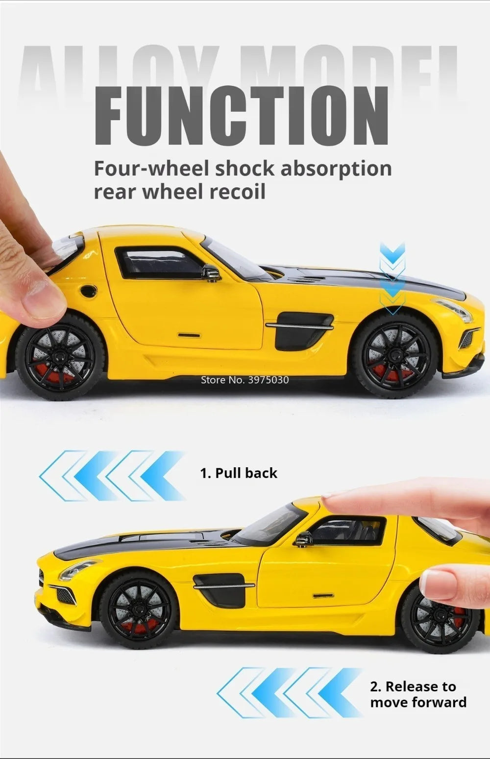 Benz SLS 1:24 Model Car Alloy Diecasting Wheel Steering Miniature Vehicles with Light Music Model Car Gifts