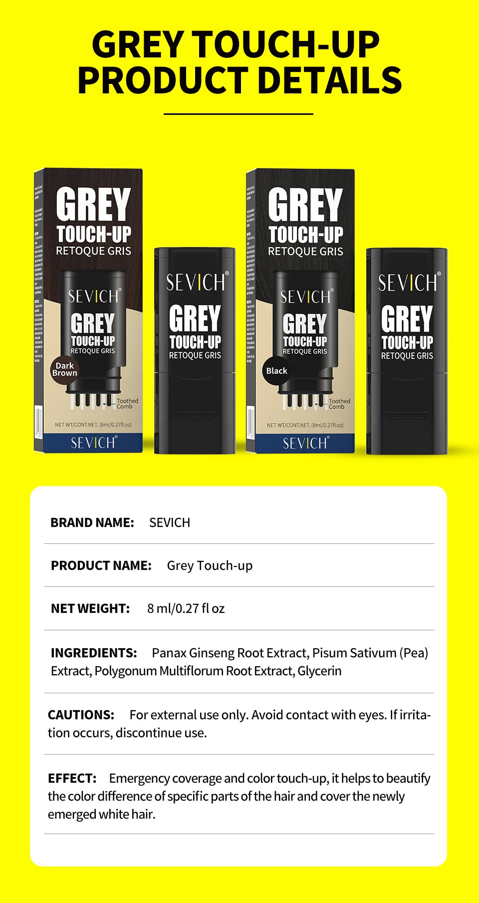 Waterproof Quick Hair Dye Stick with Comb Temporary Long-Lasting Hair Color Stick Disposable Fast Gray Coverage Hair Color Pen