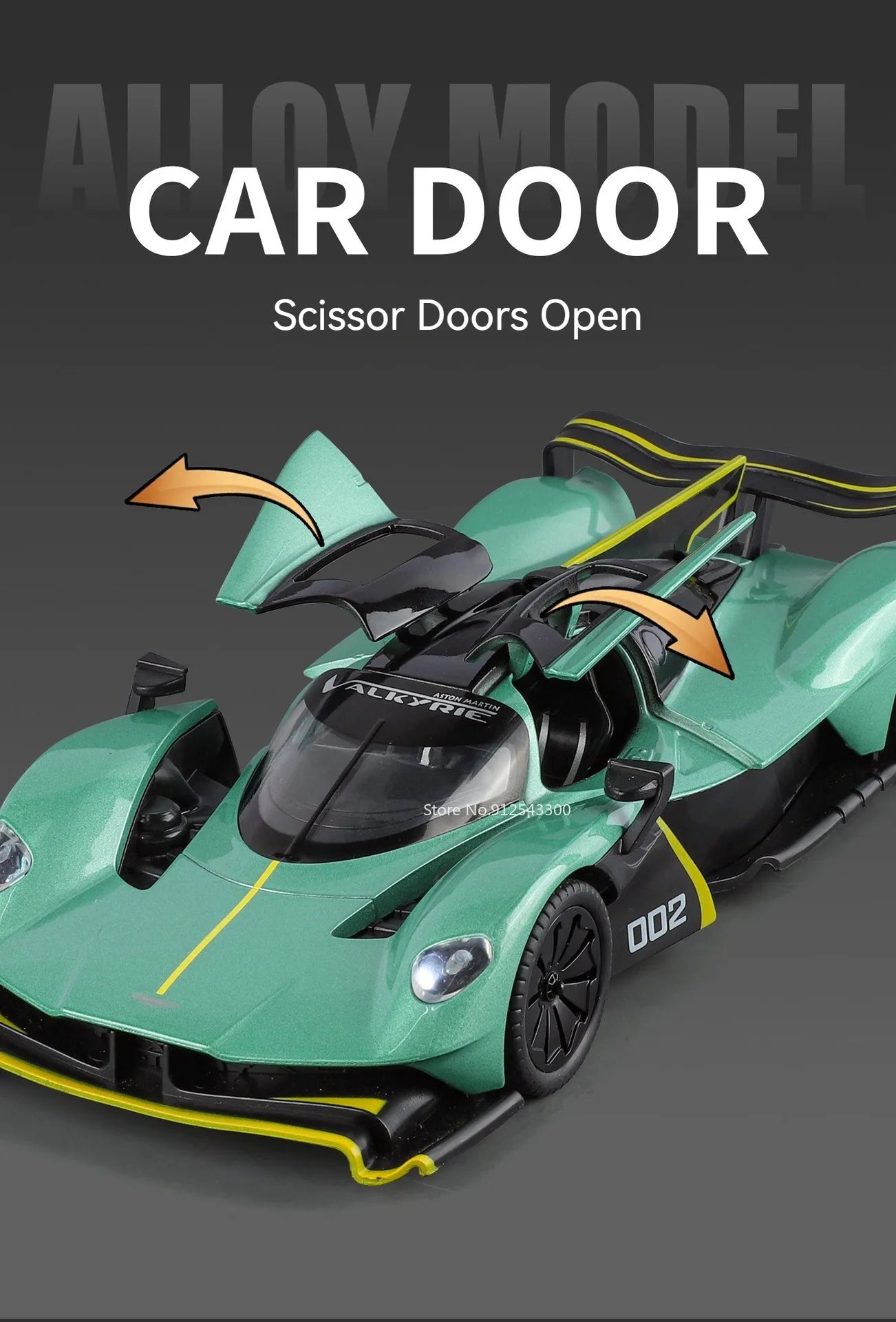 Valkyrie GT-R50 Sports 1:24 Car Model Toy Diecast Alloy Doors Opened Sound Light Supercar Collectible Ornaments Toy Gifts