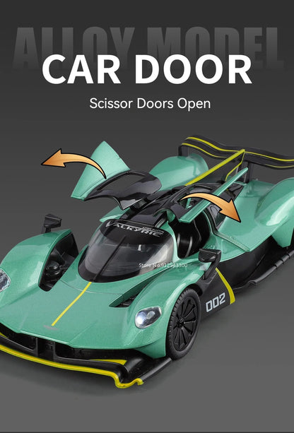 Valkyrie GT-R50 Sports 1:24 Car Model Toy Diecast Alloy Doors Opened Sound Light Supercar Collectible Ornaments Toy Gifts