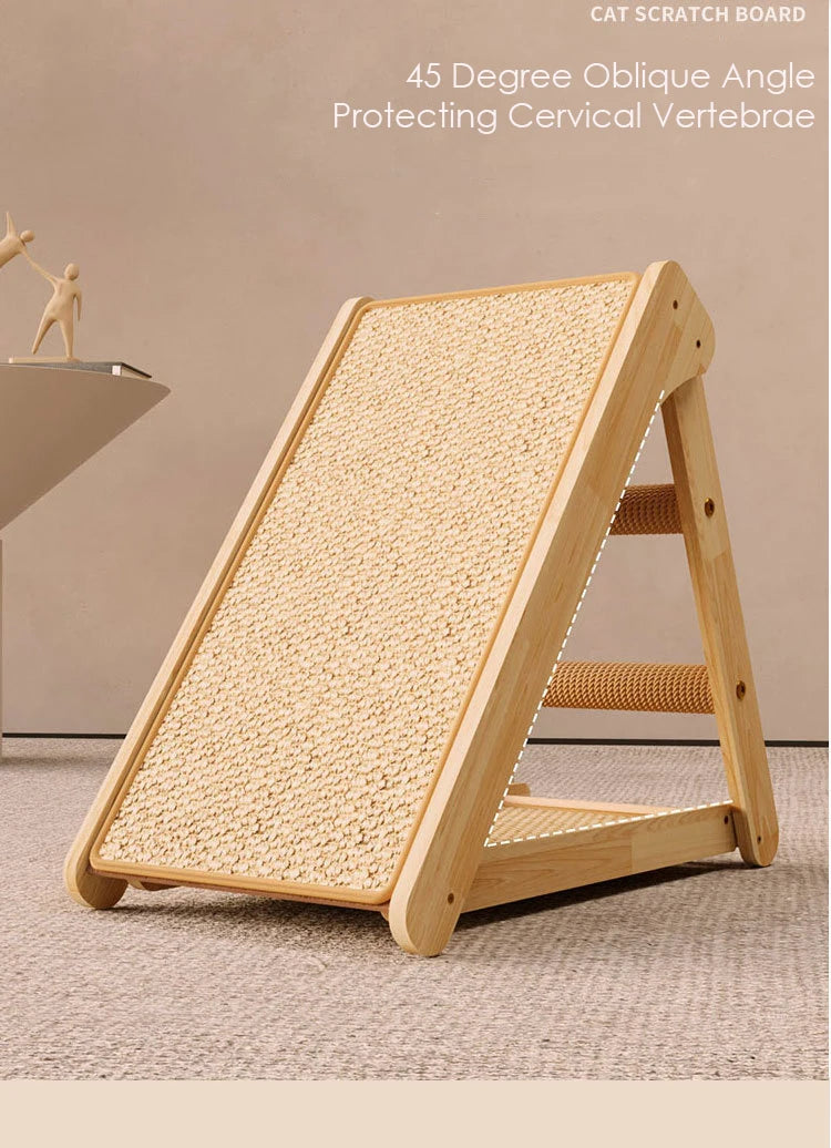 Wooden Cat Scratcher Cat Scratching Post Sisal Wear-resistant Cats Kitten Scratching Grinding Paws Toys Furniture Protector
