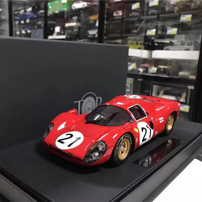 Top 1:18 Scale 330P4 1967 Sports Car Simulation Resin Car Model Toy Adult Fans Collection Gift Display Souvenir