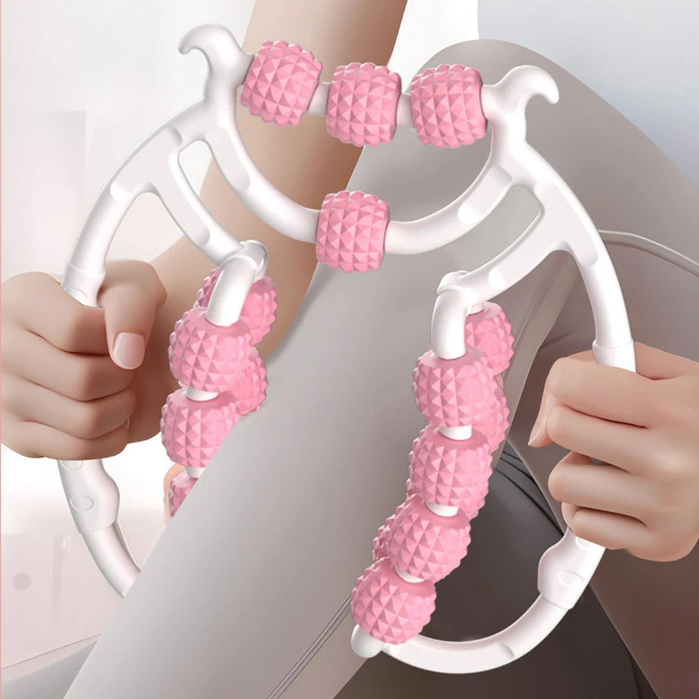 Dual Ring Leg Clamper 20 Rollers, Thigh/Kegel Exerciser, Slimming Massager for Home, Anti-Cellulite Pain Relief