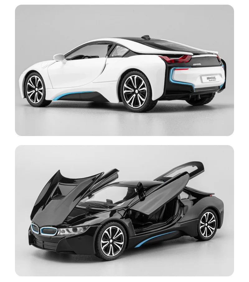 BMW I8 Sports Car Alloy Diecast 1:22 Model Car Vehicle Collection Simulation Sound & Light Toy Car Gifts