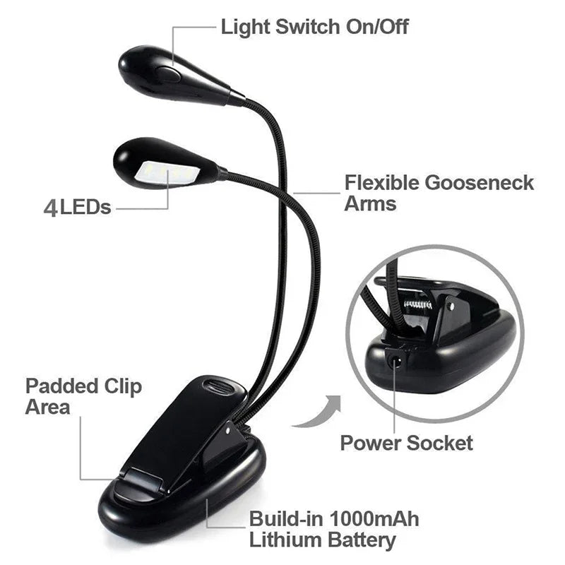 Mini led Book Night Light table lamp eye protection adjustable clip-on desk lamp battery powered flexible study bedroom reading