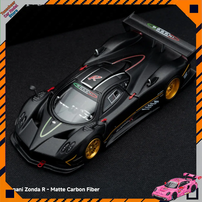 New Almost Real AR Box 1:64 Scale Pagani Zonda R Matte Carbon Fiber White HEC Alloy Car Collection Diecast Model Toys Gift