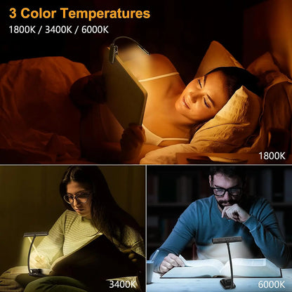 Eye Caring Clip-on Reading Book Light 3 Colors 10 Brightness USB Rechargeable Flexible Easy Clip For Piano Lamp Sheet Music Read