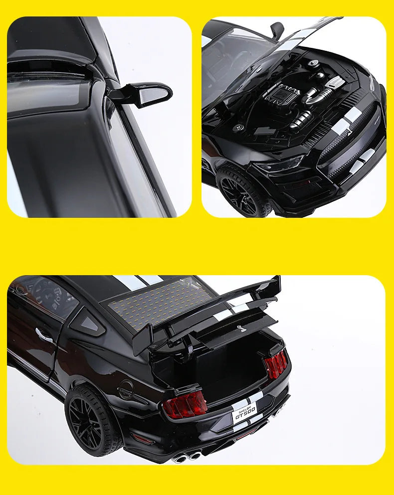 Ford Mustang Shelby GT500  1:18 Alloy Sports Car Model Diecast Metal Racing Car Vehicles Model Sound and Light Toy Gift