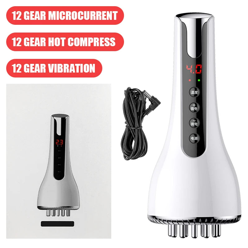 Electric Microcurrent Meridian Brush Body Massager GuaSha Red Light Hot Compress Scraping Lymphatic Drainage Device Fat Burner