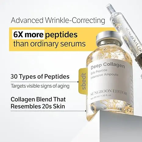 SUNGBOON EDITOR Silk Peptide Intensive Lifting Ampoule | Korean Anti-Aging Serum for Face with Collagen & 30 Peptide Complex