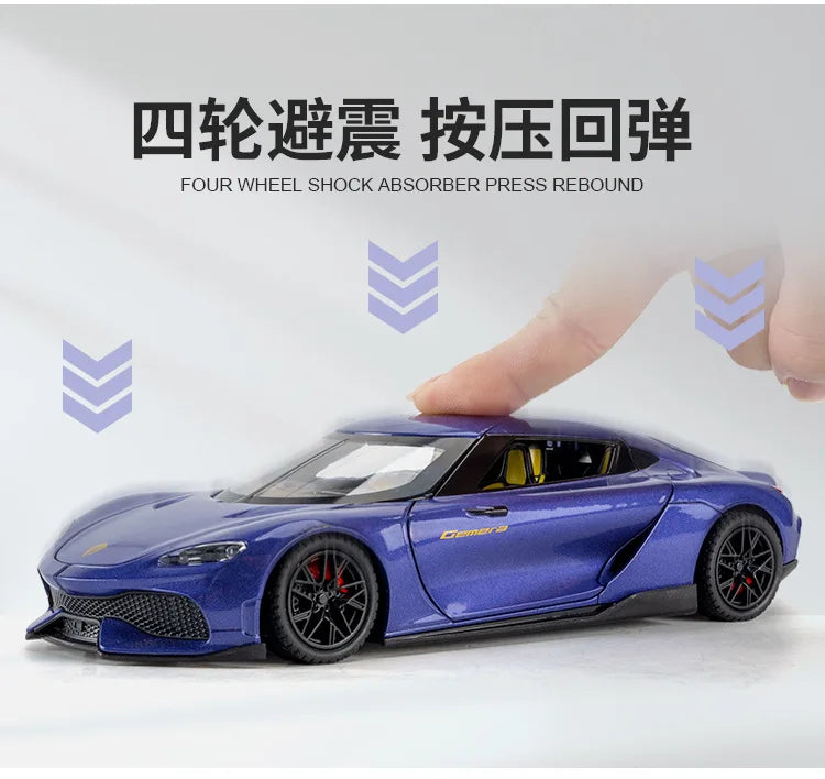 Koenigsegg Gemera 1:24 Car Alloy Diecast Model Collect Hobby Model Ornaments Gift For Friend Pull Back Toy New Style Sports Car