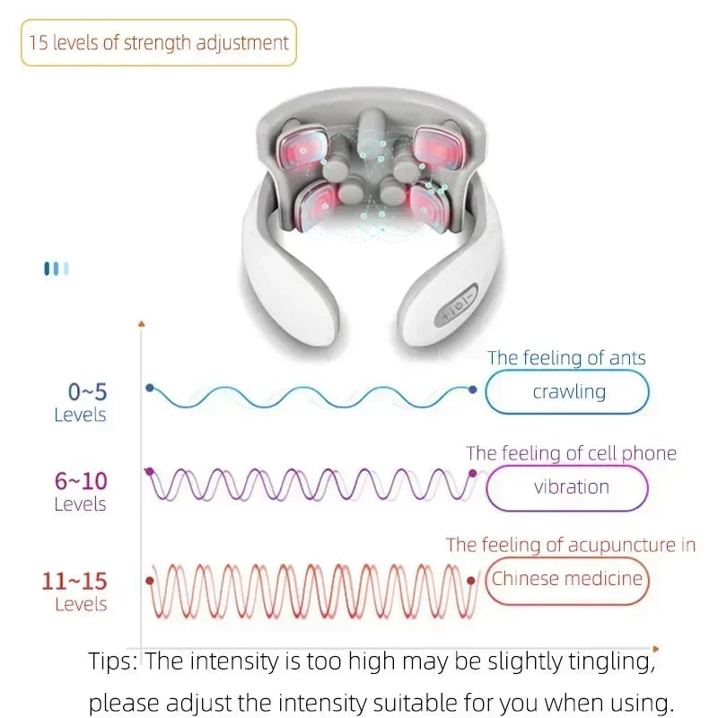 Smart Neck And Back Massager Device Shoulder Neck Massage Cervical Vertebra Vibrator Heating Relieve Pain Muscle Care