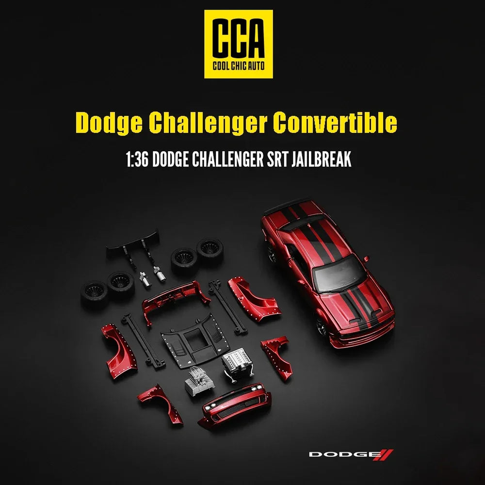 CCA 1:36 Dodge Challenger Alloy DIY Race Car - Detachable & Customizable Parts, Buildable Model Kit for Collectors