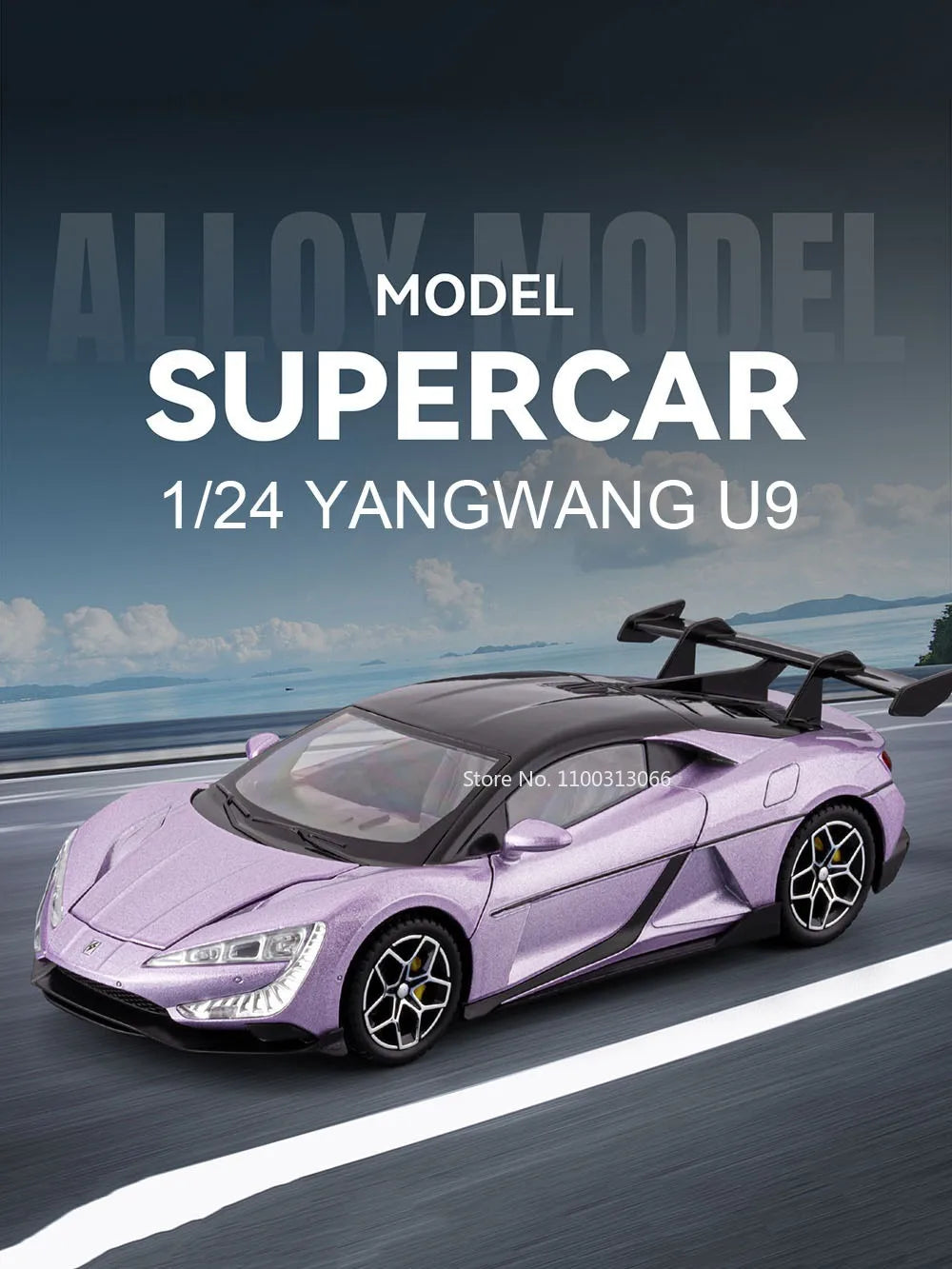 BYD YANGWANG U9 1:24 Cars Miniature Models Toys Wheel Shock Absorption Light Music Supercar