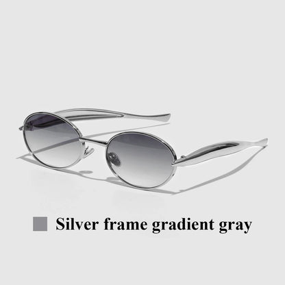 Ruiao 2026 Fashion Oval Sunglasses for Women Luxury Designer Metal Frame UV400 Sun Protection Shades Brand New Arrival Eyewear
