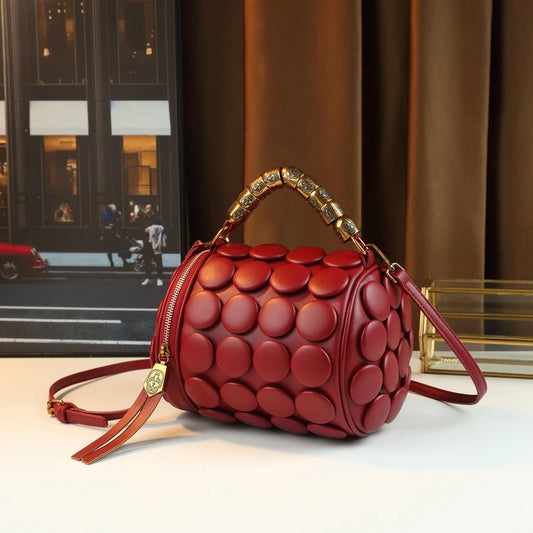 Vintage round cylinder women’s crossbody bag