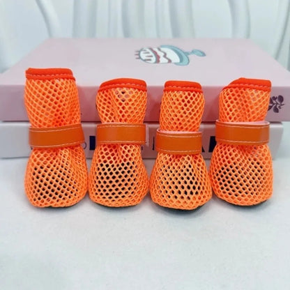 Adjustable Soft Sole Dog Mesh Shoes Non-Slip Wear Resistant Pet Dog Boots Thin Cooling Dog Shoe Cover Summer Season