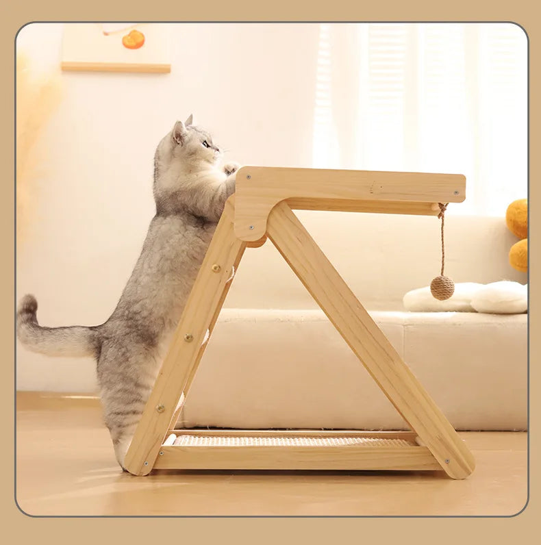 Wooden Cat Scratcher Cat Scratching Post Sisal Wear-resistant Cats Kitten Scratching Grinding Paws Toys Furniture Protector