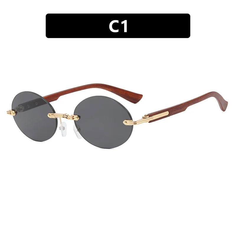 New Frameless Oval Sunglasses, High-end Light Luxury Women's Fashionable Summer Beach Vacation Sunglasses