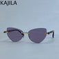 Sexy Cat Eye Punk Rimless Sunglasses Women Luxury Brand Retro Steampunk Polygon Sun Glasses For Ladies Fashion Shades UV400