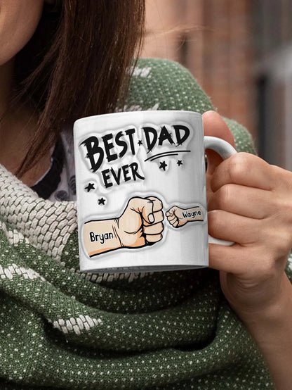 Personalized Dad Mug for Father's Day Custom Name Coffee Cup with 3D Text Effect Custom Name Coffee Cup Gift for Daddy Grandpa