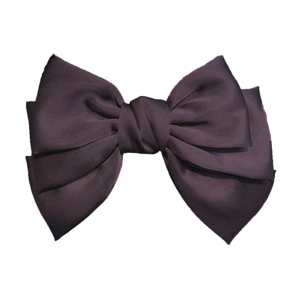 Female Satin Bow Hairpin Ponytail Clip Two-layer Bowknot Ribbon Spring Clip Temperament Accessories Korean Fashion Elegant
