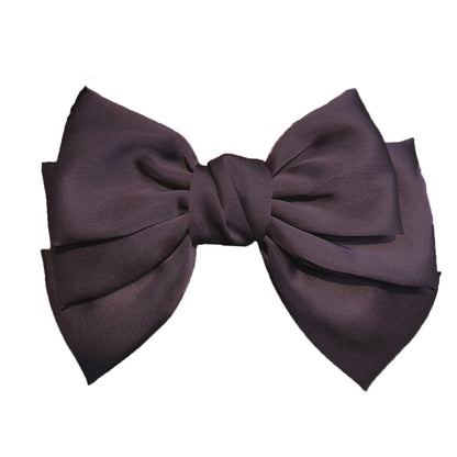 Female Satin Bow Hairpin Ponytail Clip Two-layer Bowknot Ribbon Spring Clip Temperament Accessories Korean Fashion Elegant