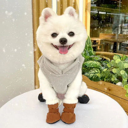 Winter Waterproof 4Pcs Warm Non-slip Snow Boots for Small Breeds Dogs Puppy Outdoor Walking Dog Socks Bootie Pet Paw Care