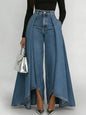 Women's High Waisted Wide Leg Jeans Overlay Flare Denim Pants With Pockets For Female High Street Elegant Fashionable Long Jeans