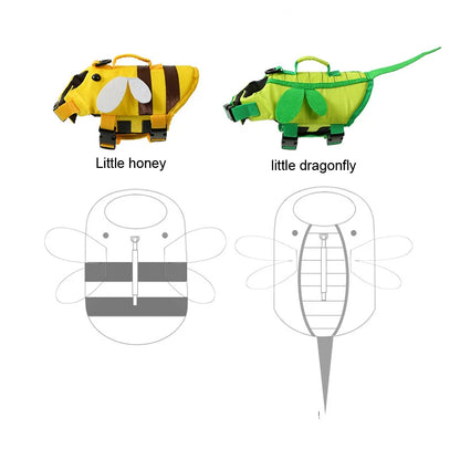 Dog Life Jacket for Swimming Boating Pet Safety Floatation Vest Life Preserver with Rescue Handle For Cats Small Medium Dogs