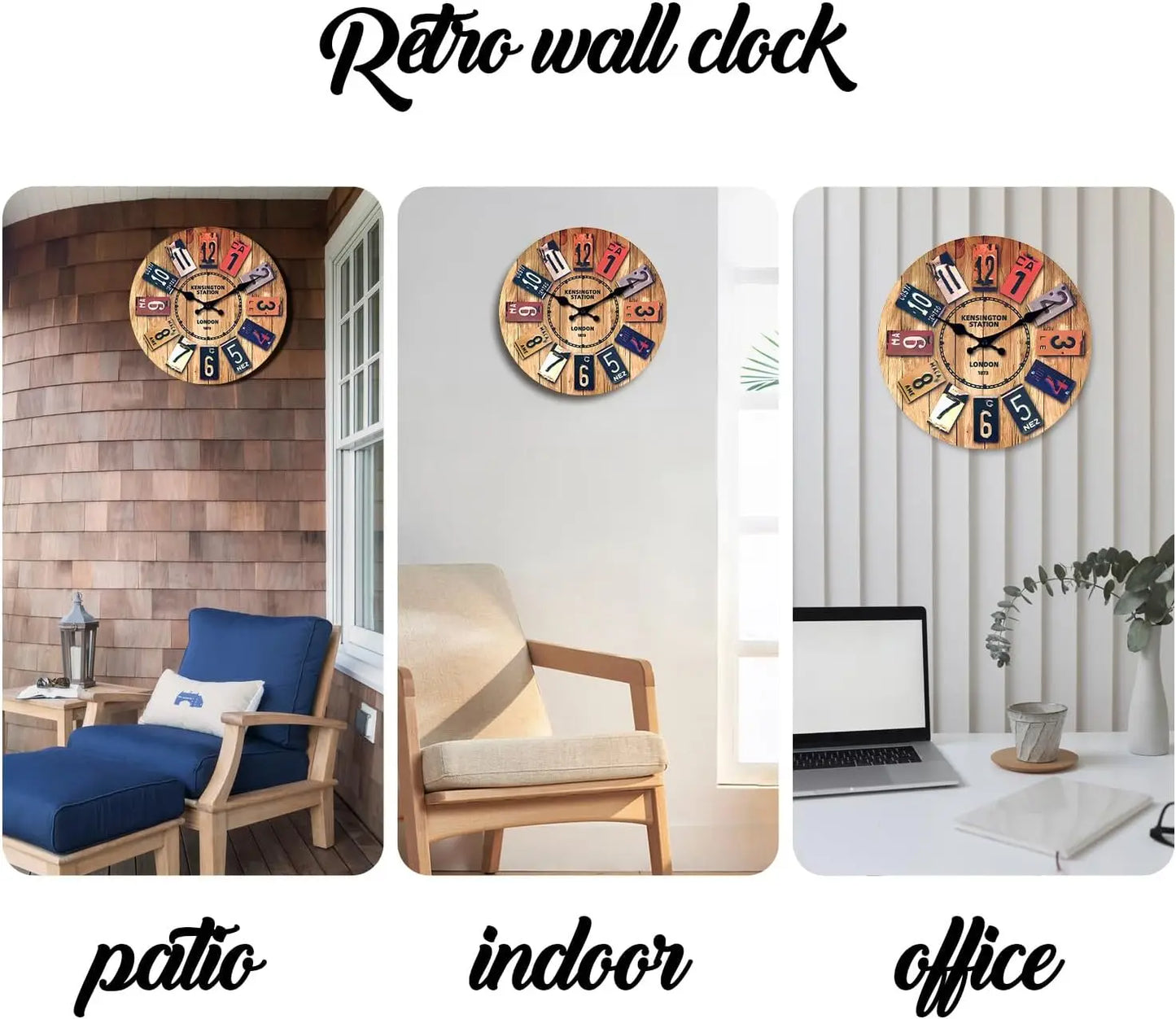 Modern Minimalist Silent Quartz 12 Inch Clock Battery Operated Easy Read Retro Wall Clock for Living Room Office Kitchen Bedroom