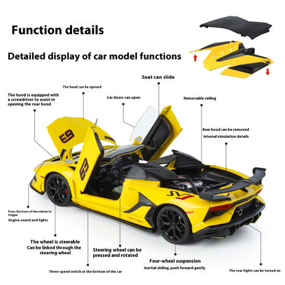 Large 1/18 Aventador SVJ Supercar Model Simulation Interior Details Adult Collection Ornaments