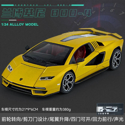 Lamborghini Countach LPI 800-4 Simulation1:24  Diecast Metal Alloy Model car Sound Light Pull Back CollectionToy Gifts