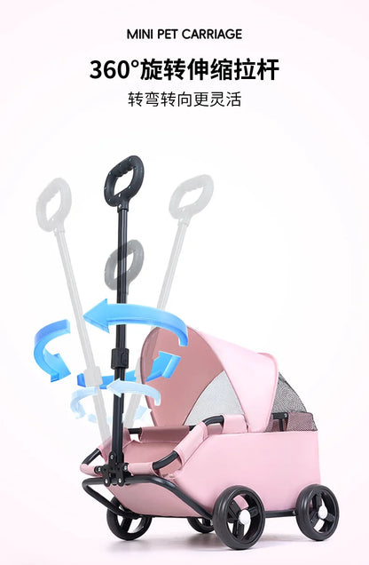 Small Pet Stroller for Dogs Cats Teddy Bears Outdoor Activities Lightweight and Foldable Car Accessories